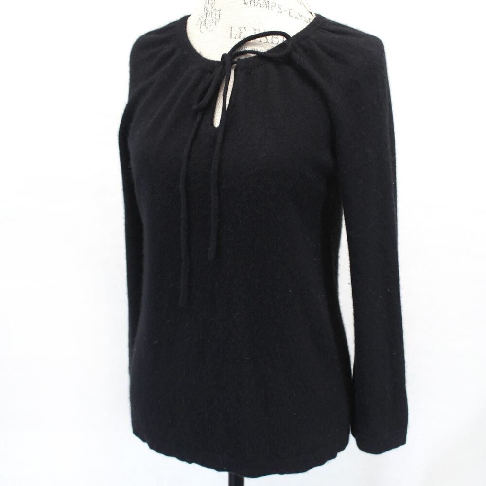 Marisa Christina Sweater Pullover 100% Pure Cashmere Tie-Neck Cozy Minimalist M